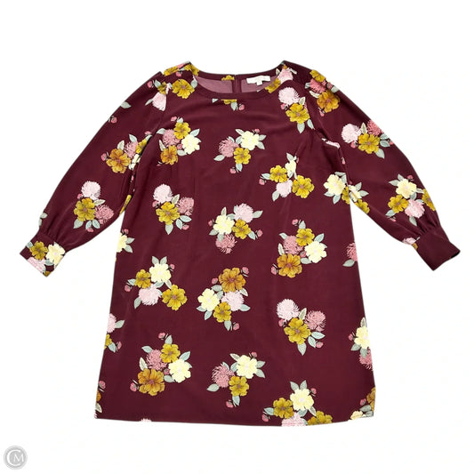 Dress Casual Short By Loft In Purple & Yellow, Size: 2x