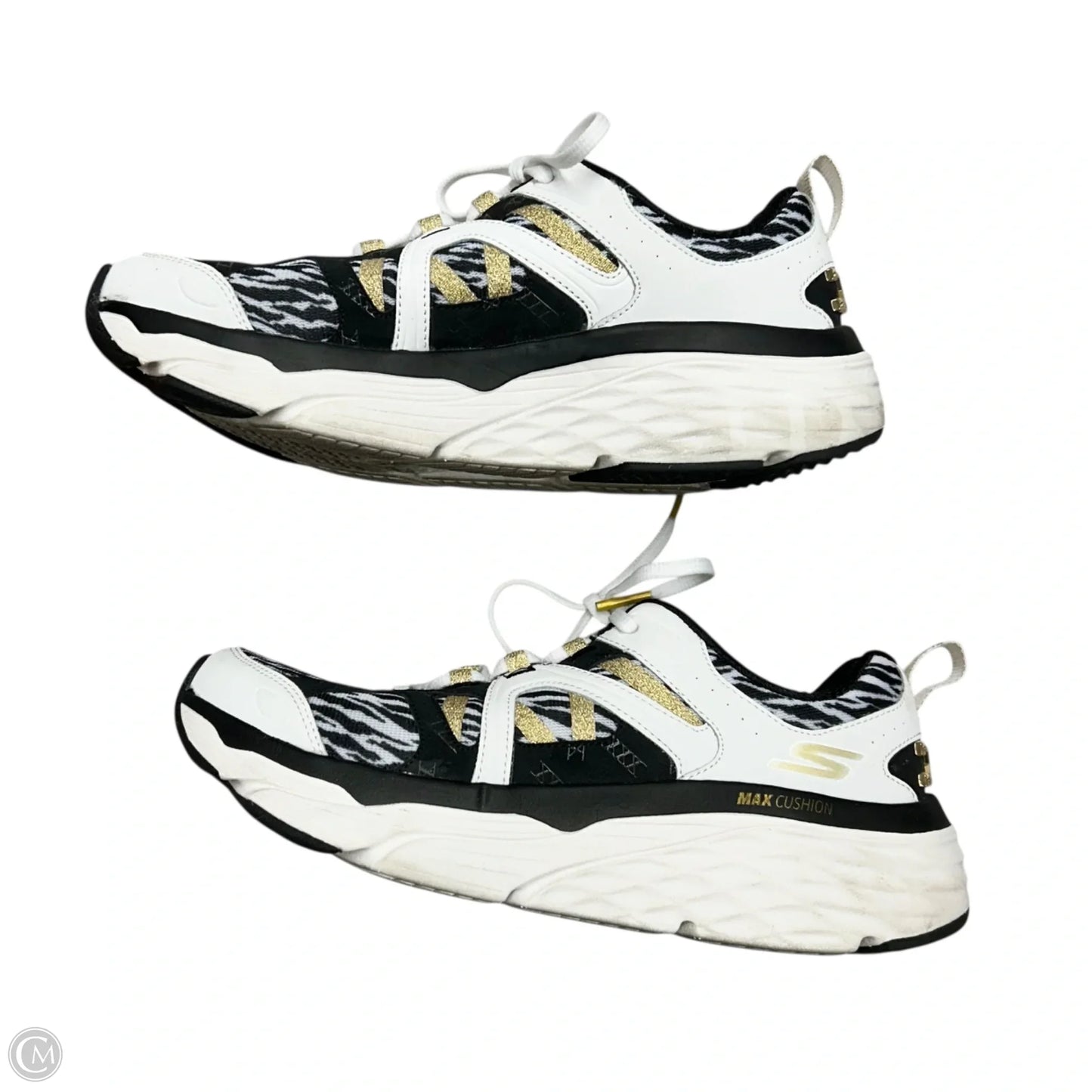 Shoes Athletic By Skechers In Black & Gold, Size: 7.5