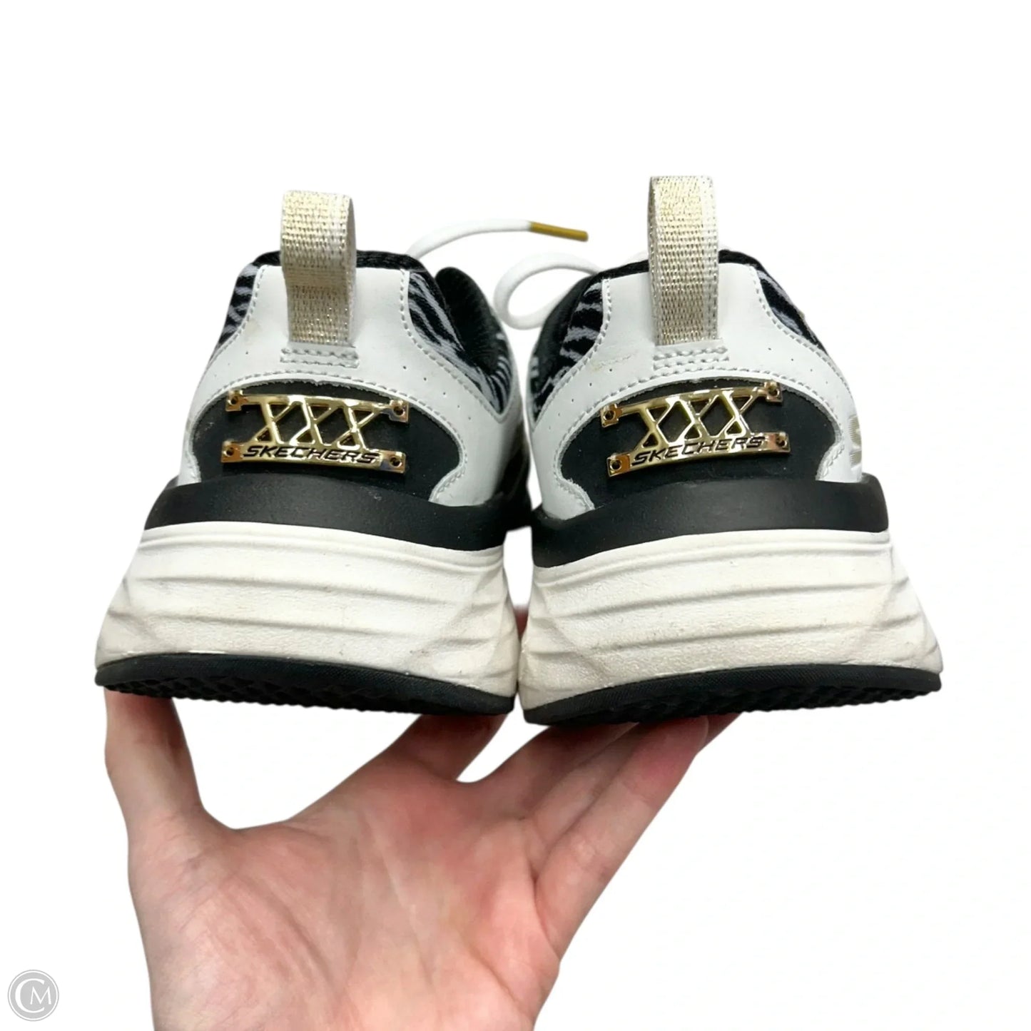 Shoes Athletic By Skechers In Black & Gold, Size: 7.5