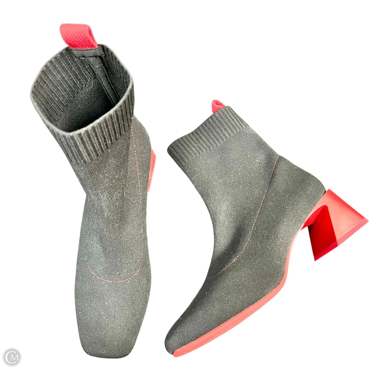 Boots Ankle Heels By Vivaia In Black & Red, Size: 7