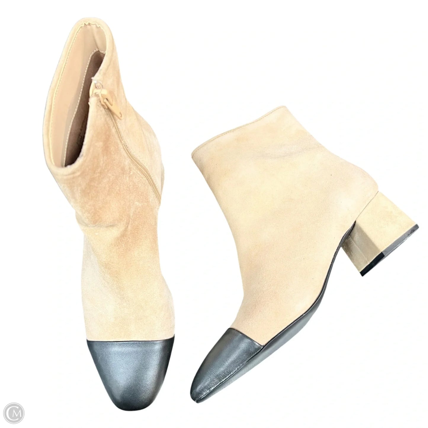 Boots Ankle Heels By Steve Madden In Black & Tan, Size: 8.5