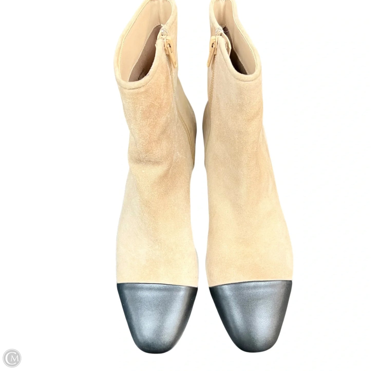 Boots Ankle Heels By Steve Madden In Black & Tan, Size: 8.5