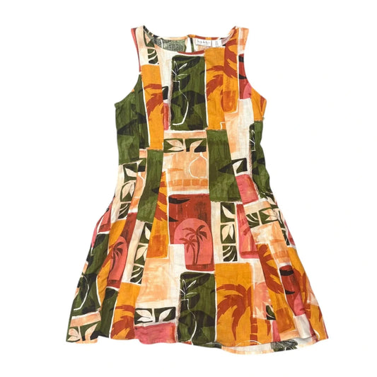 Dress Casual Short By Nicole Miller In Green & Orange, Size: S