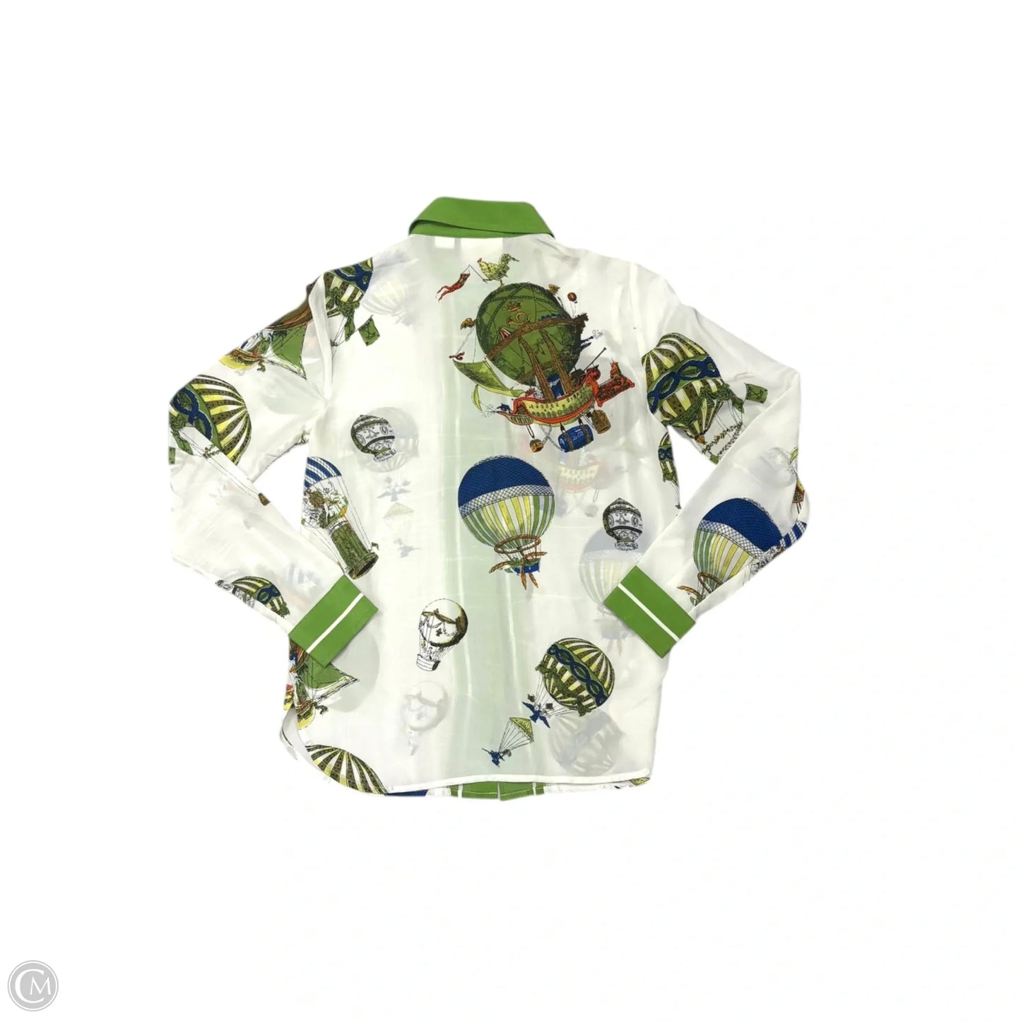 Top Long Sleeve By Maeve In Green & White, Size: Xs