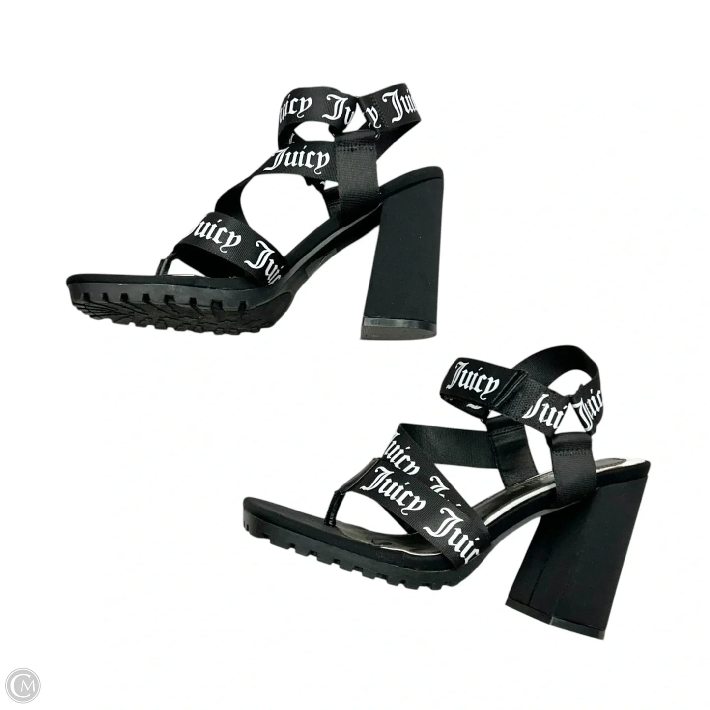 Sandals Heels Block By Juicy Couture In Black & White, Size: 8.5