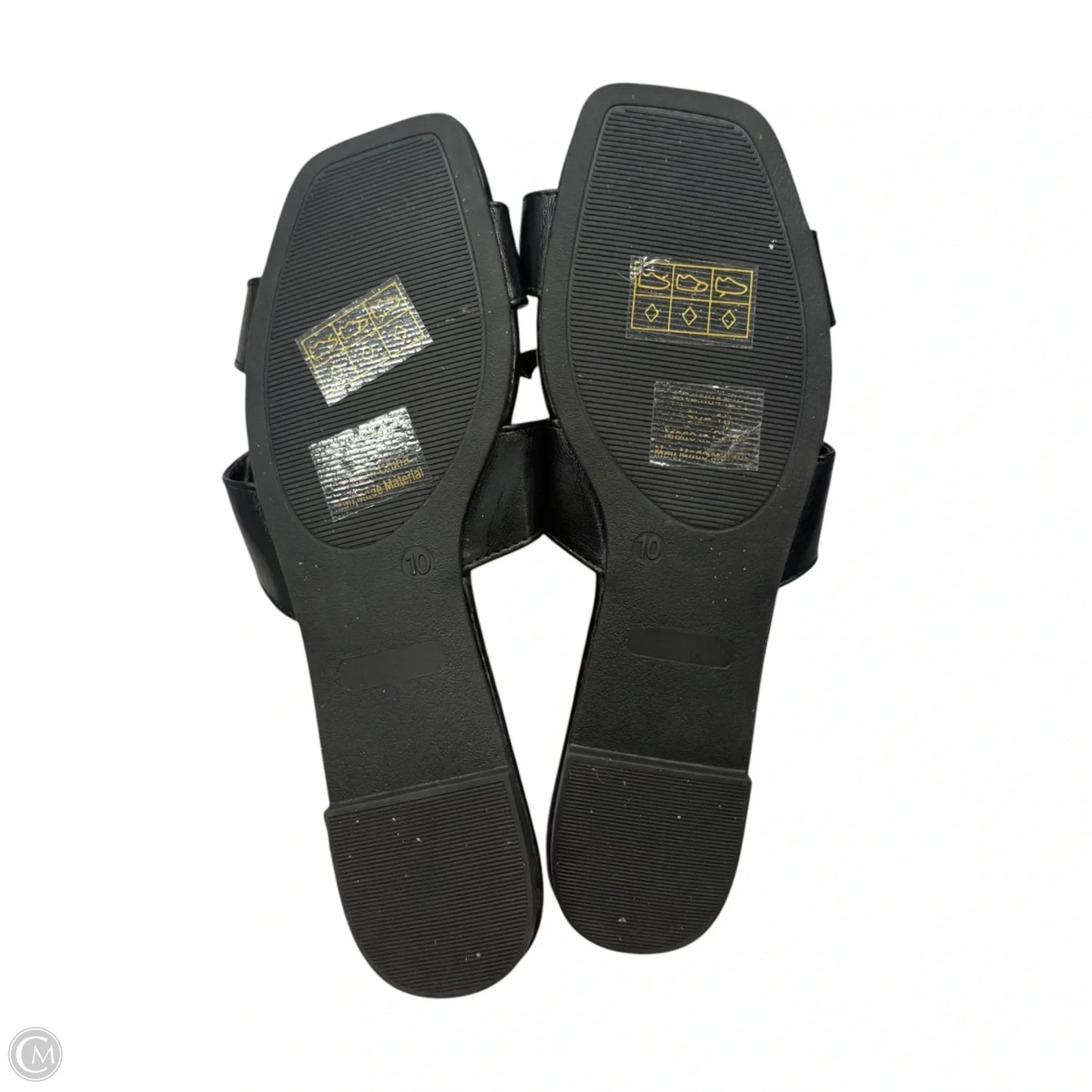 Sandals Flats In Black, Size: 10