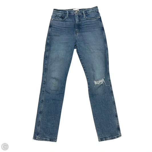 Jeans Straight By Frame In Blue Denim, Size: 4