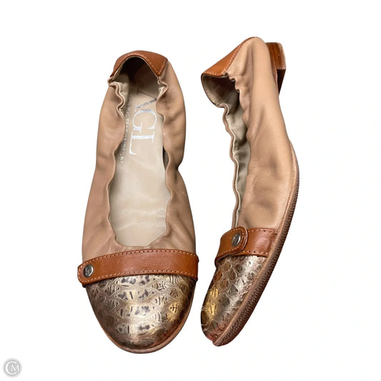 Shoes Flats By Agl In Gold & Tan, Size: 8