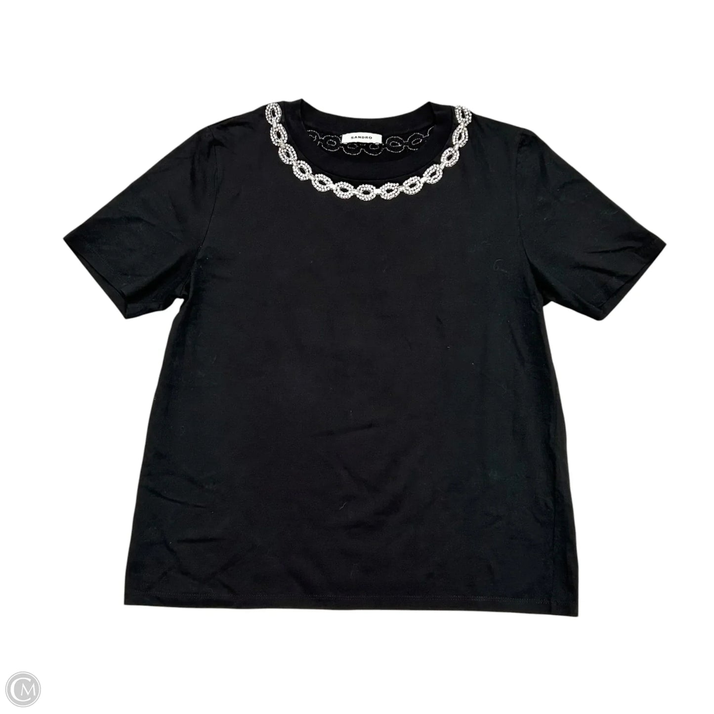 Top Short Sleeve Designer By Sandro In Black, Size: S