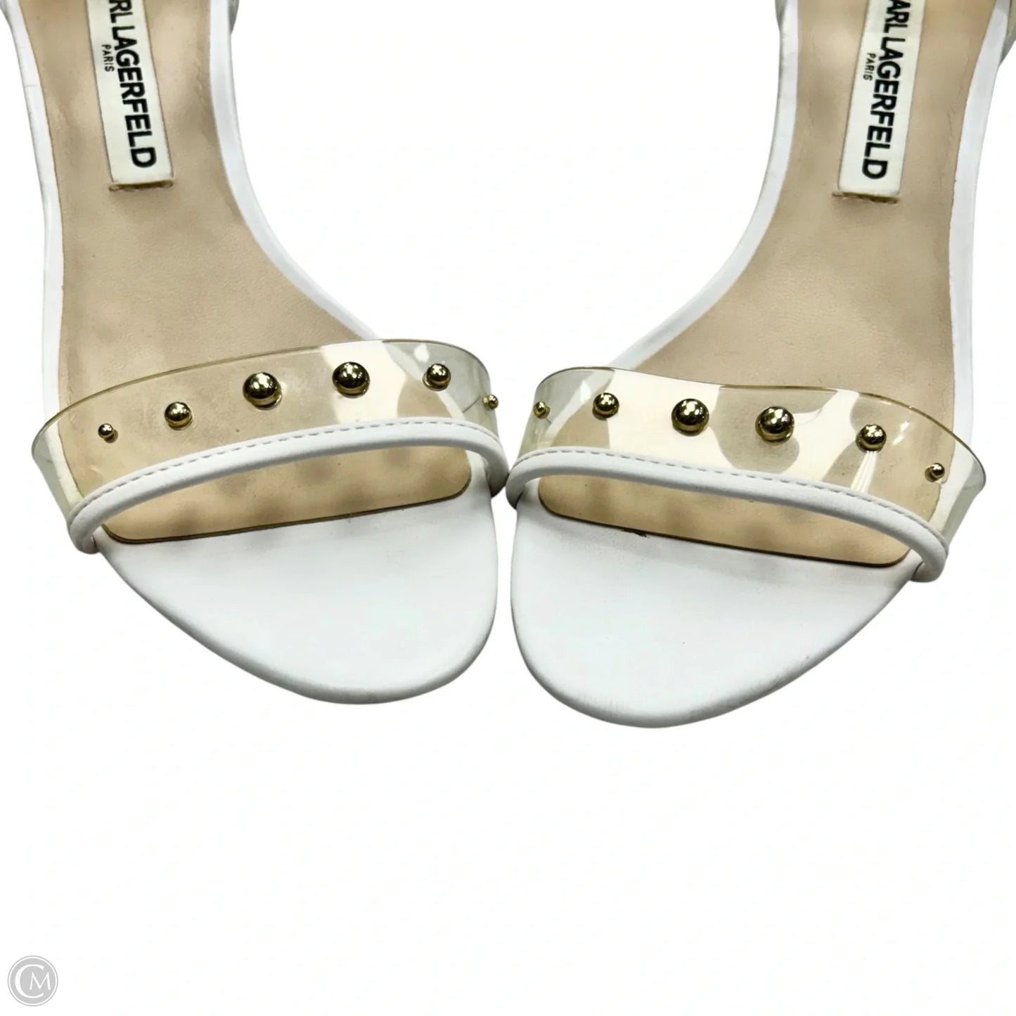 Sandals Designer By Karl Lagerfeld In White, Size: 6.5