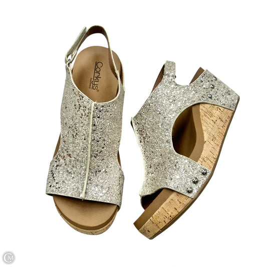 Sandals Heels Wedge By Corkys In Gold, Size: 11
