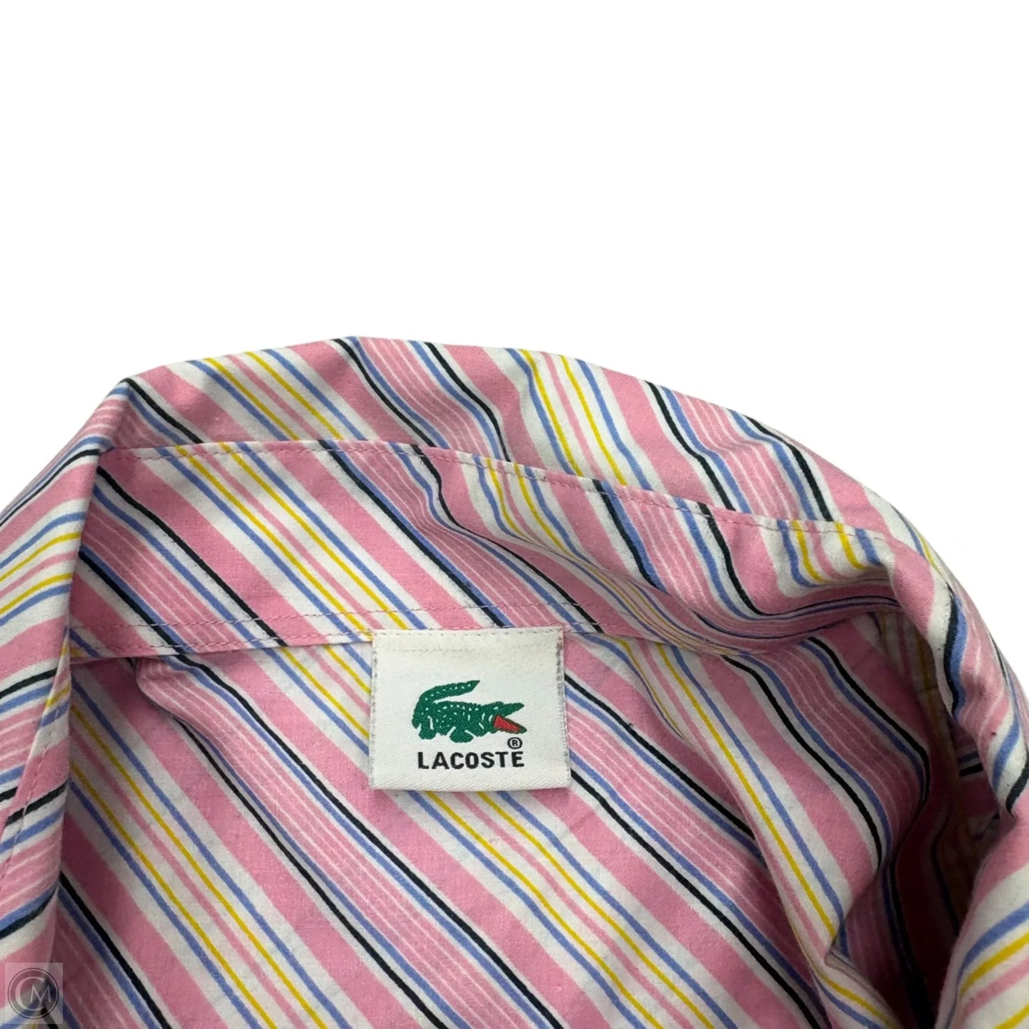 Top Long Sleeve By Lacoste In Pink & Yellow, Size: 4x