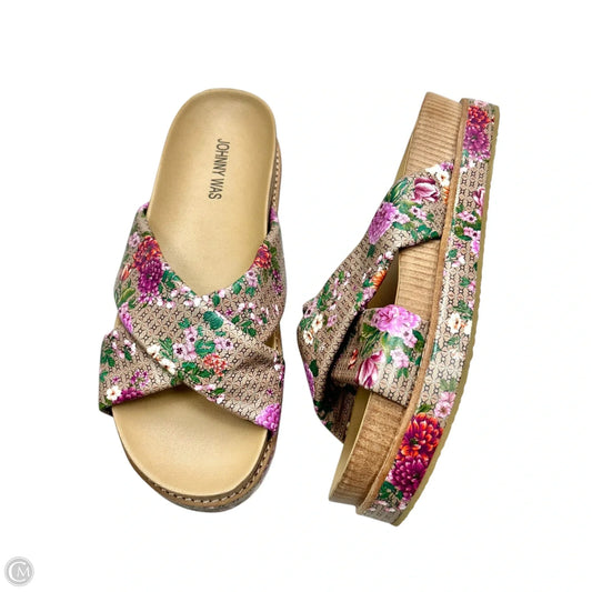 Sandals Heels Platform By Johnny Was In Floral Print, Size: 9