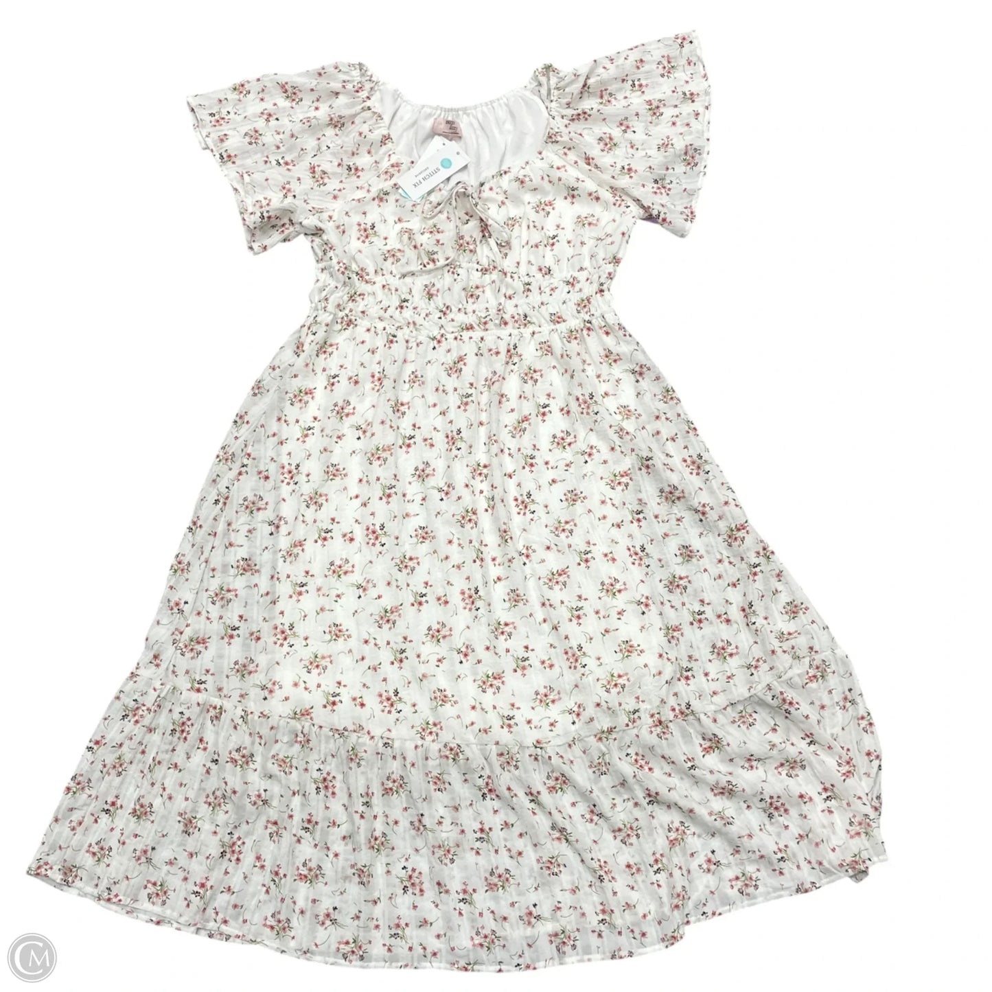 Dress Casual Midi By Dizzy Lizzy In Pink & White, Size: L