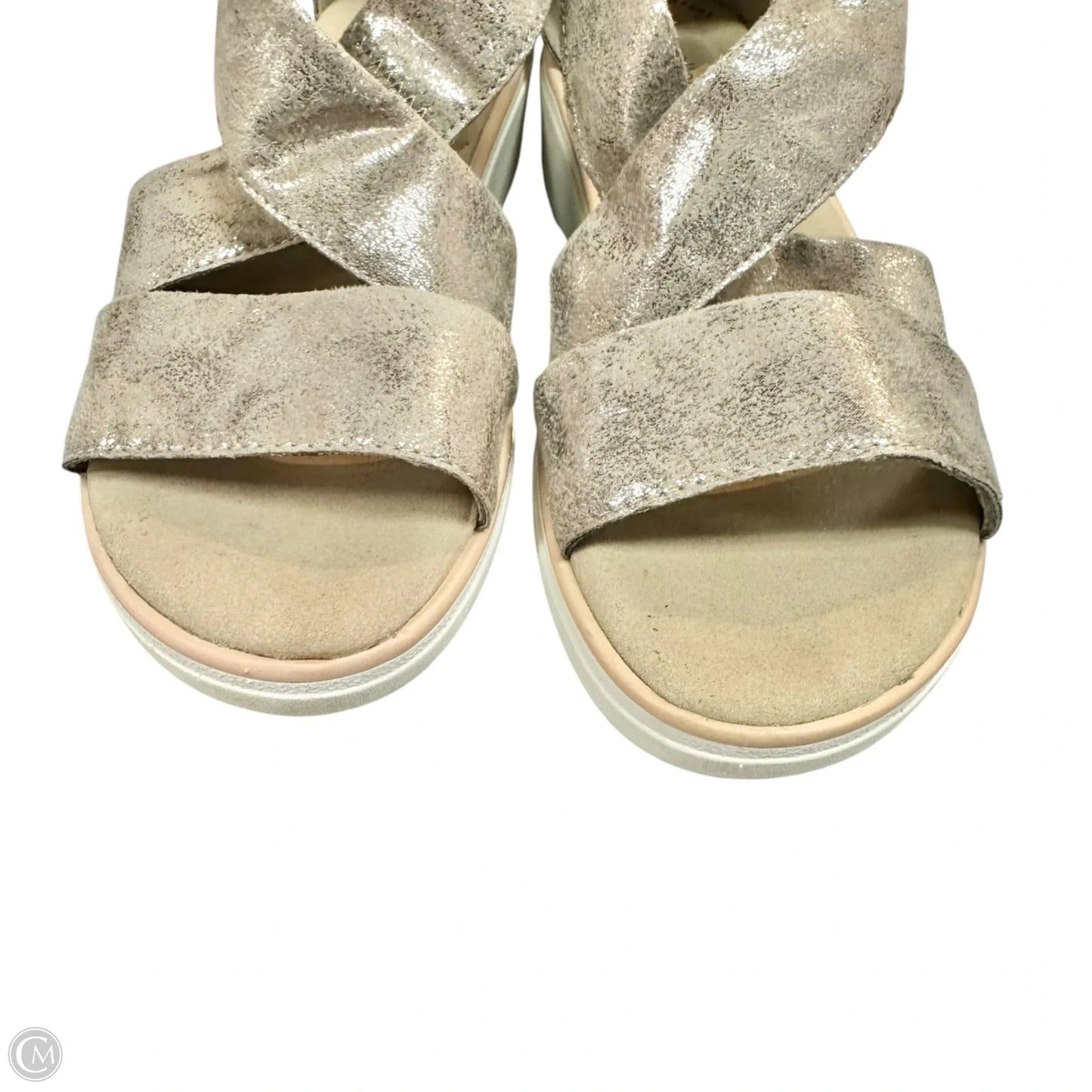 Sandals Heels Wedge By Clarks In Silver, Size: 7