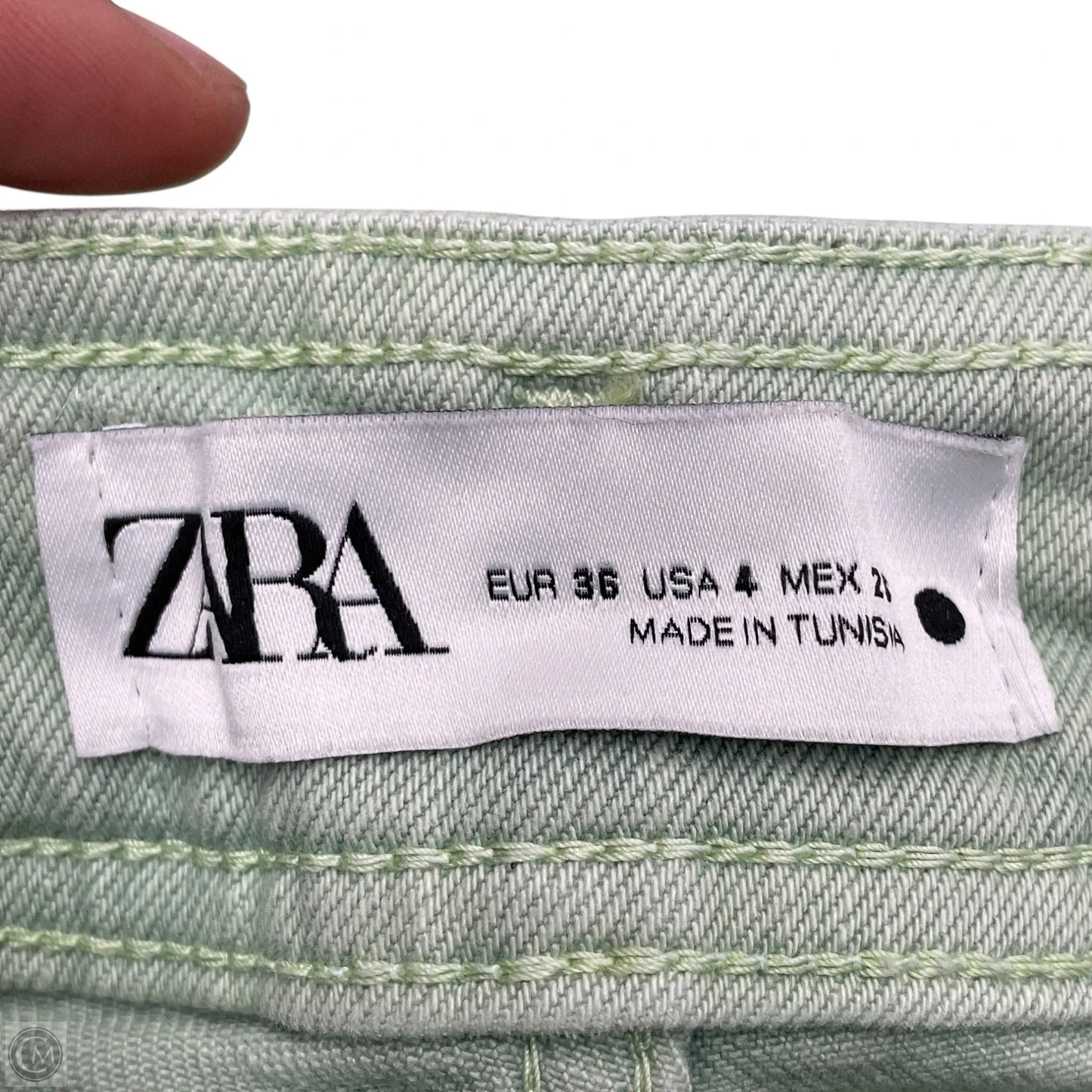 Jeans Wide Leg By Zara In Green Denim, Size: 4