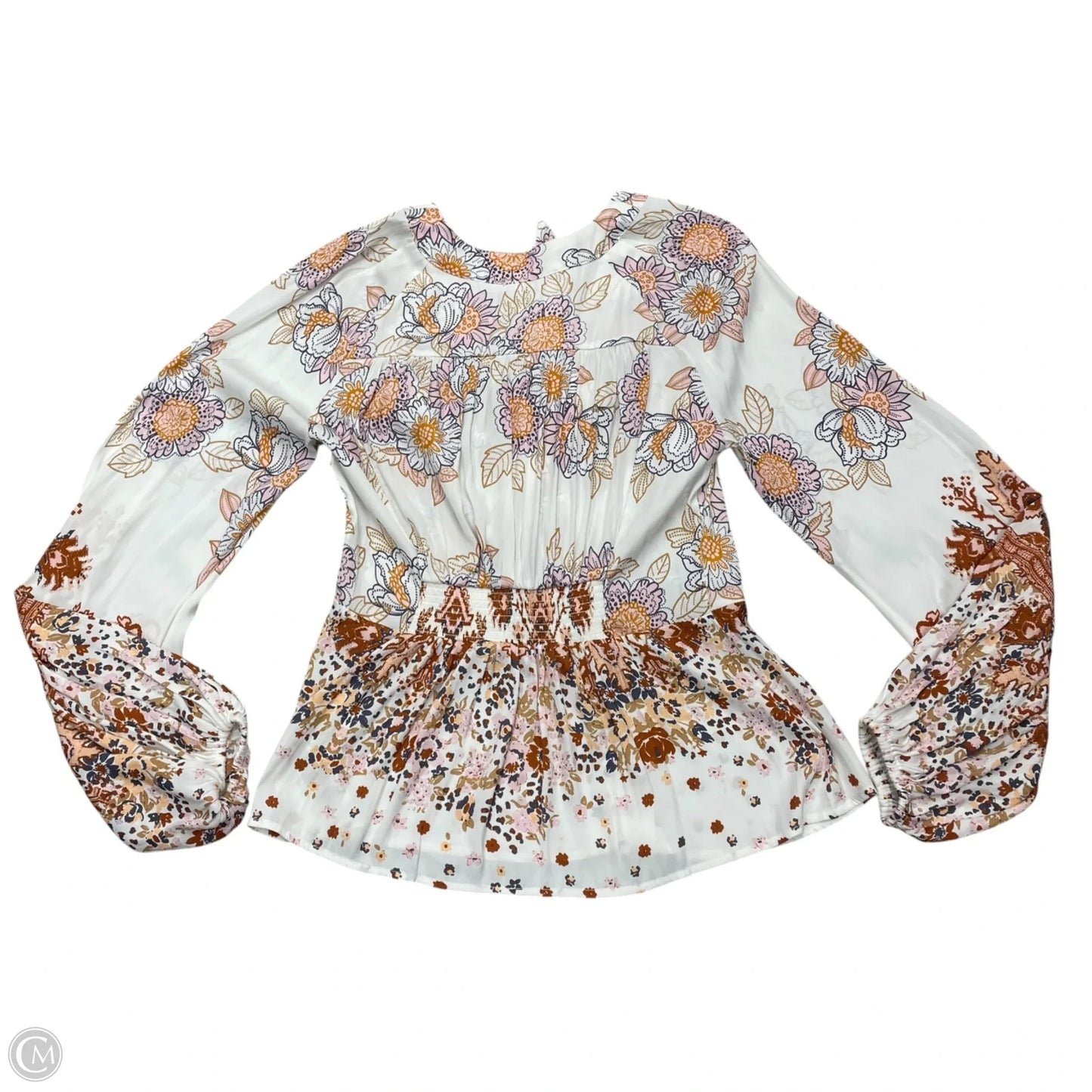 Top Long Sleeve By Free People In White & Yellow, Size: S