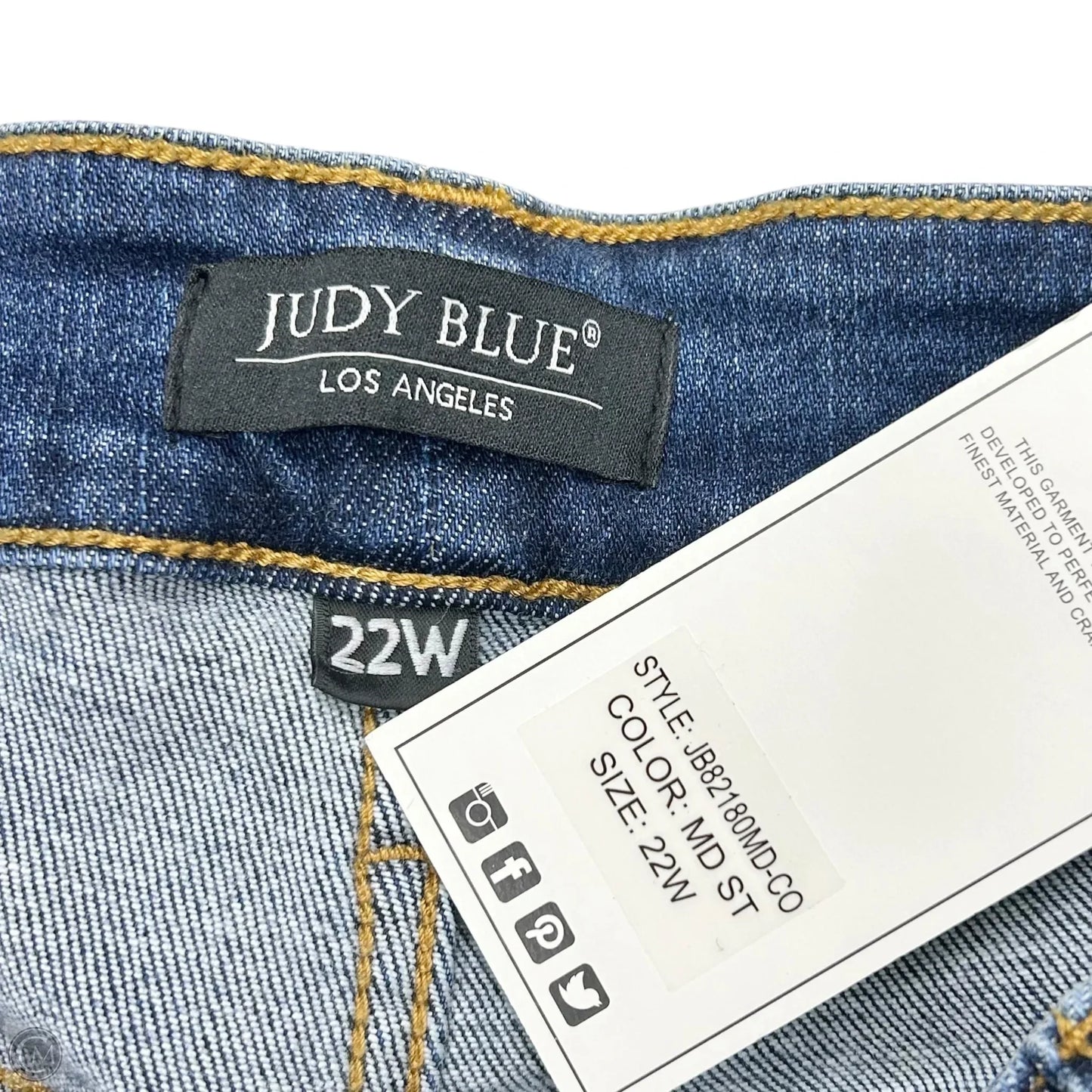 Jeans Straight By Judy Blue In Blue Denim, Size: 22