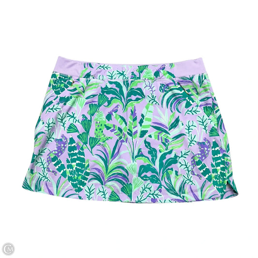Skort Designer By Lilly Pulitzer In Green & Purple, Size: Xl