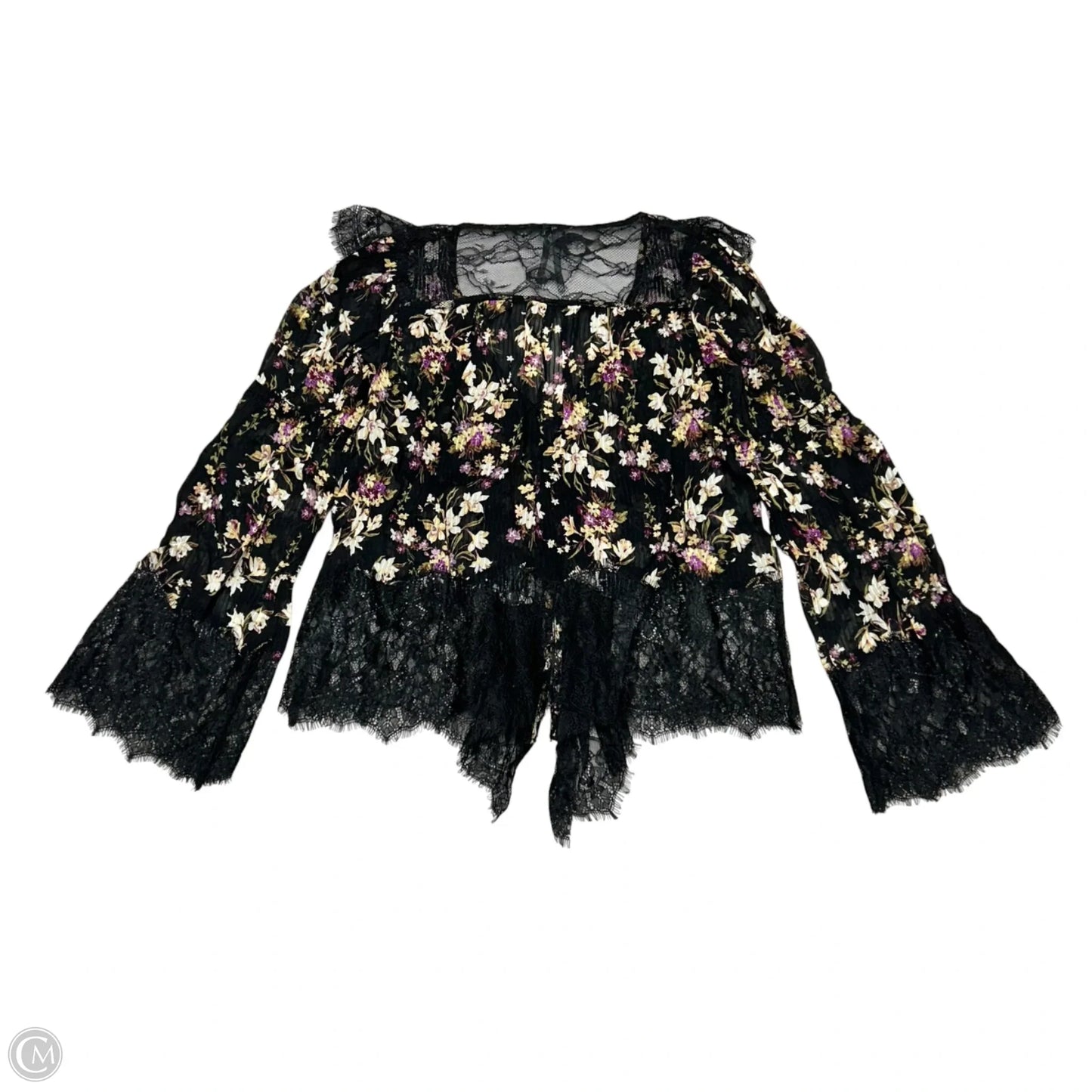 Top Long Sleeve By Anthropologie In Black & Purple, Size: Xxs