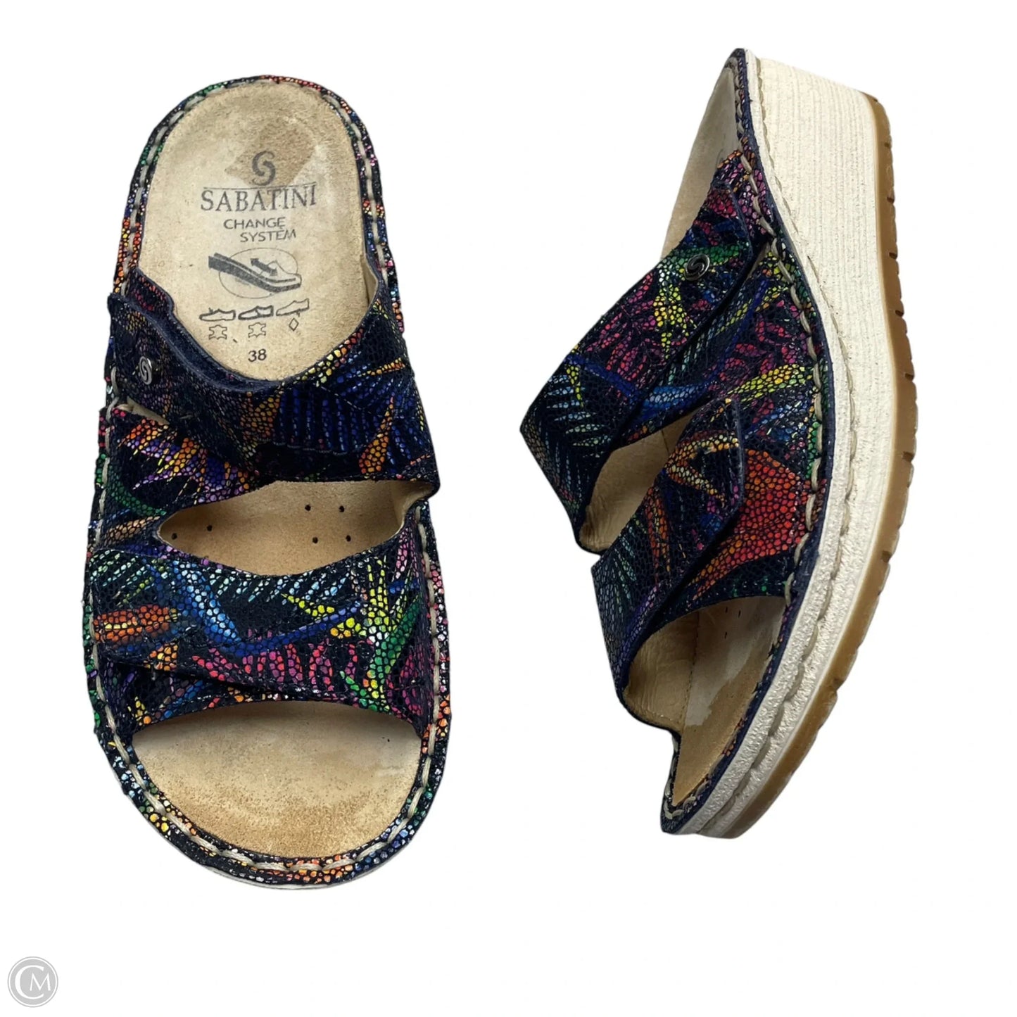 Sandals Flats By Hergos In Rainbow Print, Size: 7.5