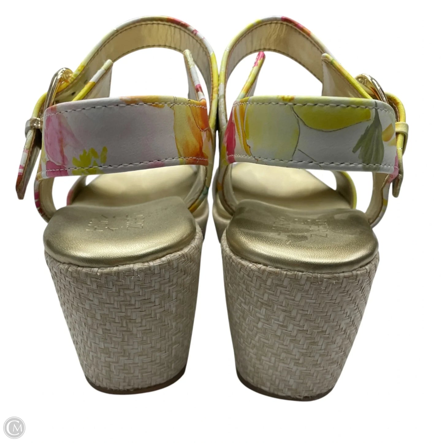 Sandals Heels Wedge By Naturalizer In Floral Print, Size: 10