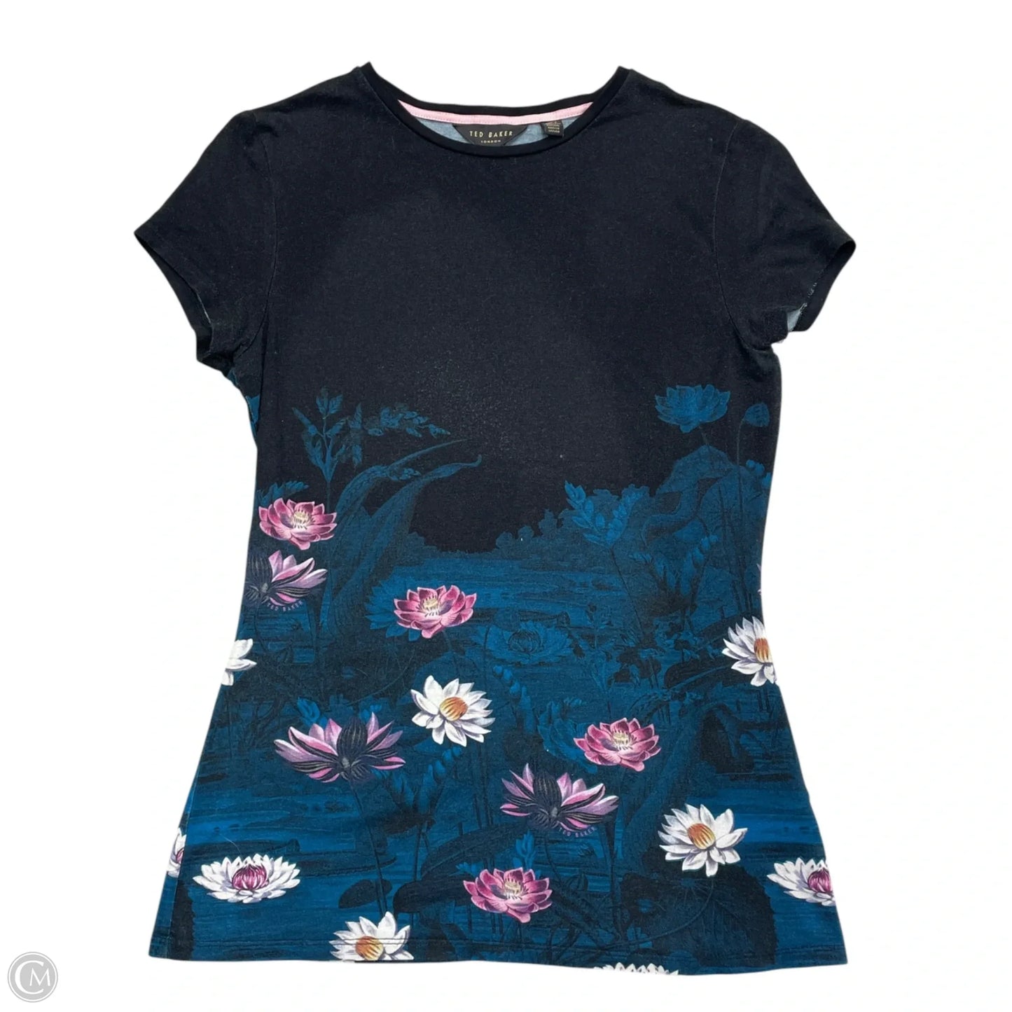 Top Short Sleeve By Ted Baker In Black & Blue, Size: S