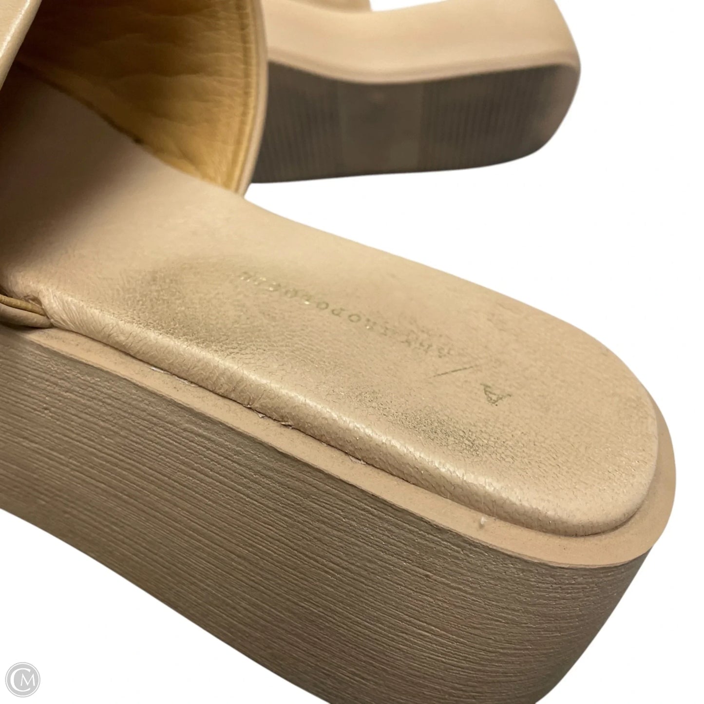 Sandals Heels Platform By Anthropologie In Tan, Size: 10.5