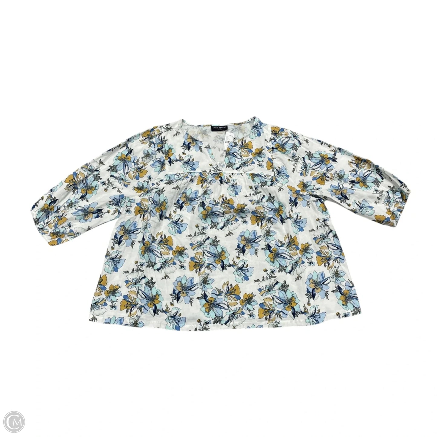 Top Long Sleeve By Lane Bryant In Blue & White, Size: 4x