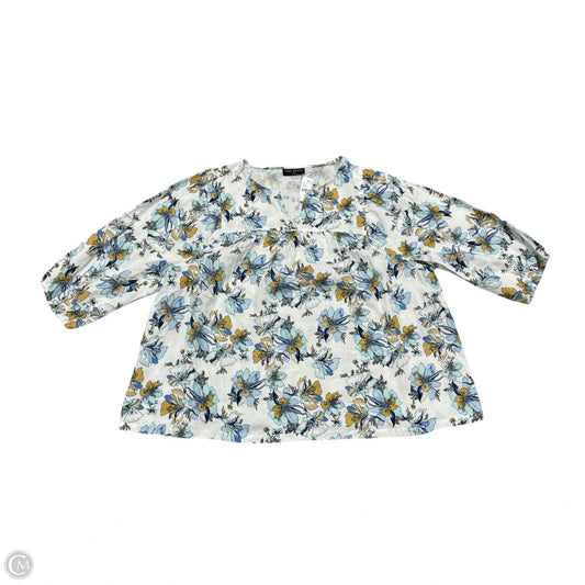 Top Long Sleeve By Lane Bryant In Blue & White, Size: 4x
