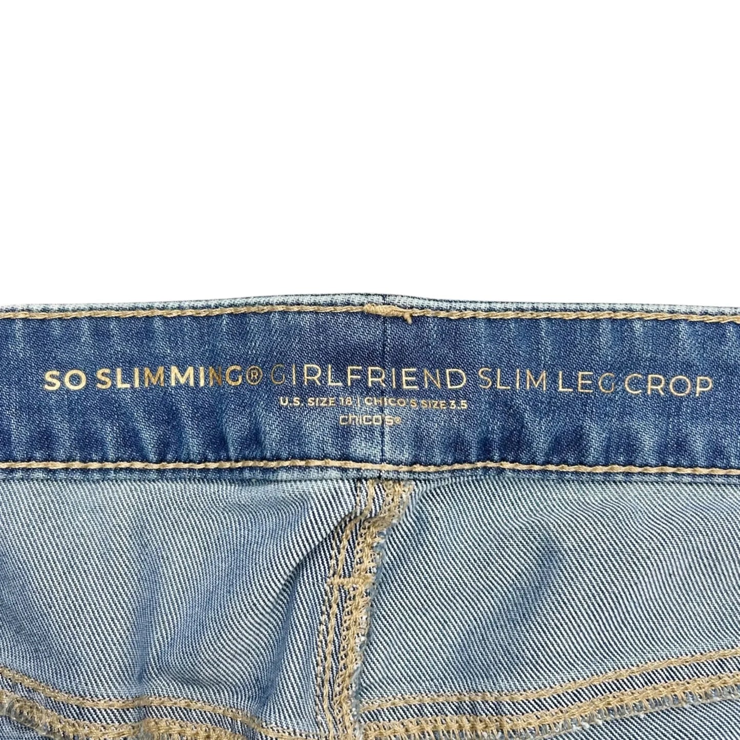 Jeans Cropped By Chicos In Blue Denim, Size: 18