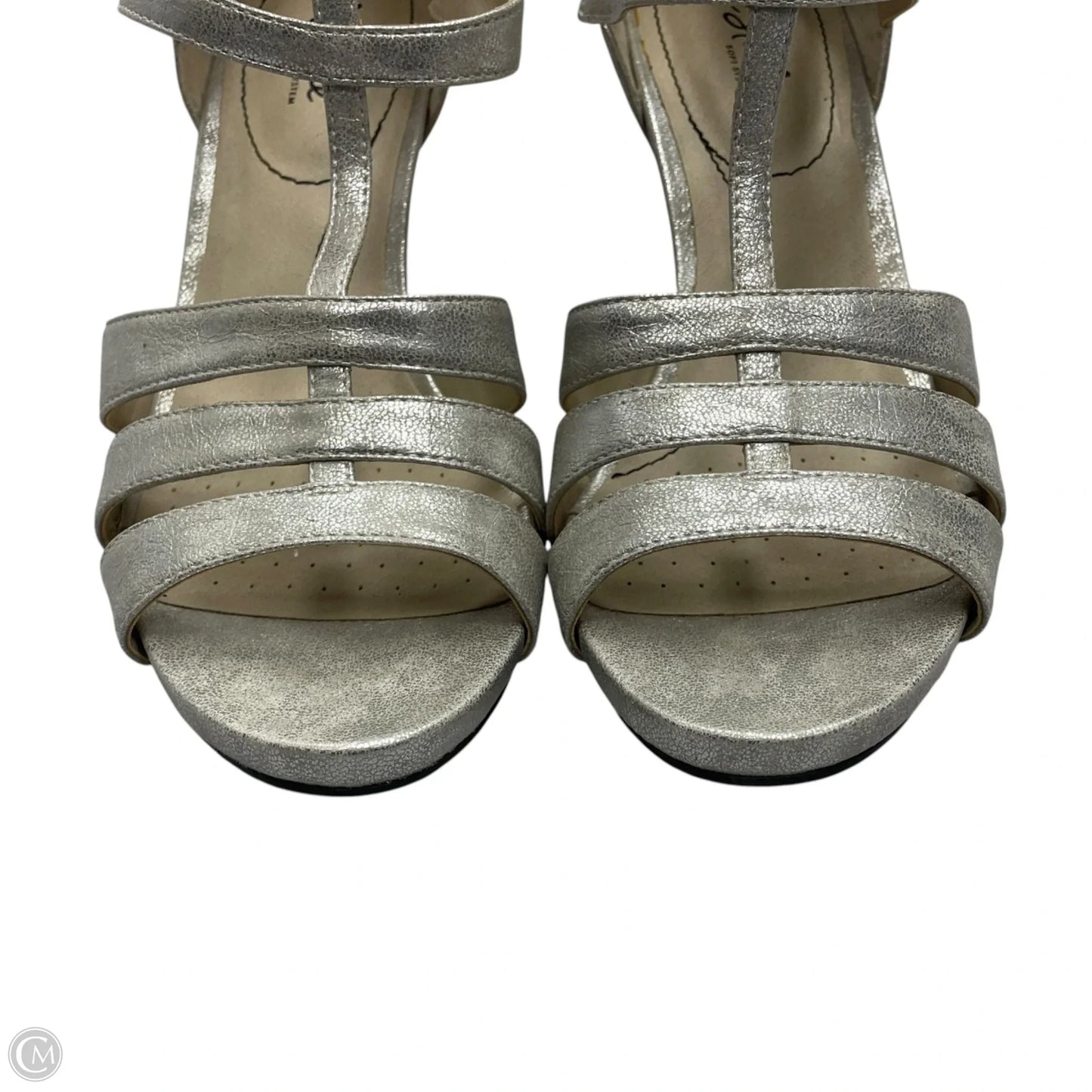 Sandals Heels Kitten By Life Stride In Silver, Size: 10