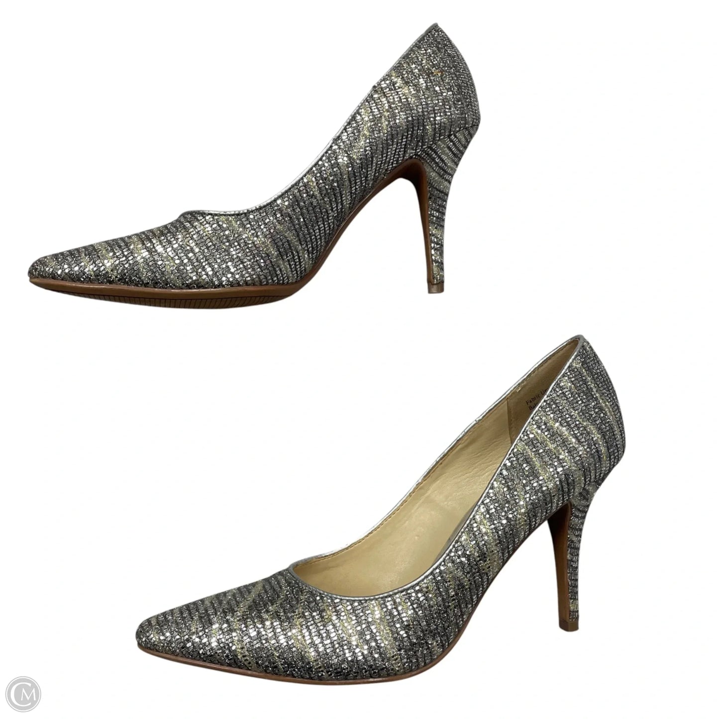 Shoes Heels Stiletto By Kelly And Katie In Gold & Silver, Size: 7.5