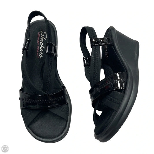 Sandals Heels Wedge By Skechers In Black, Size: 6