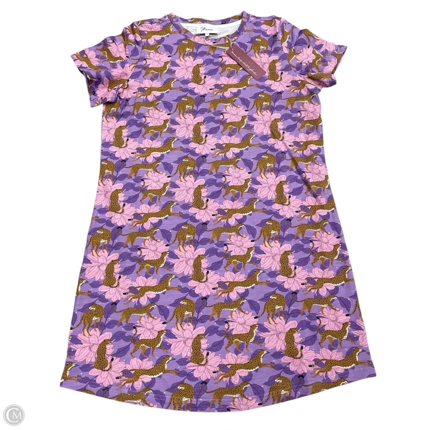 Dress Casual Short By J Flower In Purple & Tan, Size: M