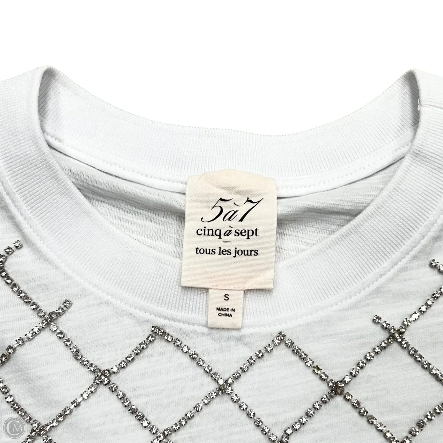 Top Short Sleeve By Cinc A Sept In Silver & White, Size: S