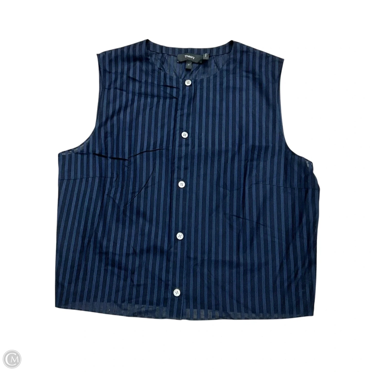 Top Sleeveless By Theory In Black & Blue, Size: S