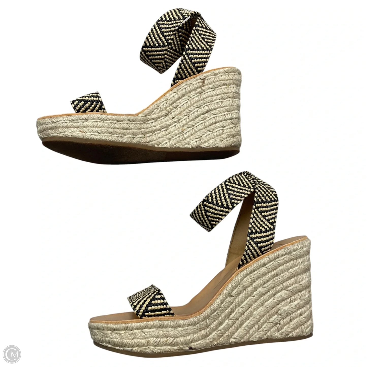 Sandals Heels Wedge By Dolce Vita In Black & Cream, Size: 8