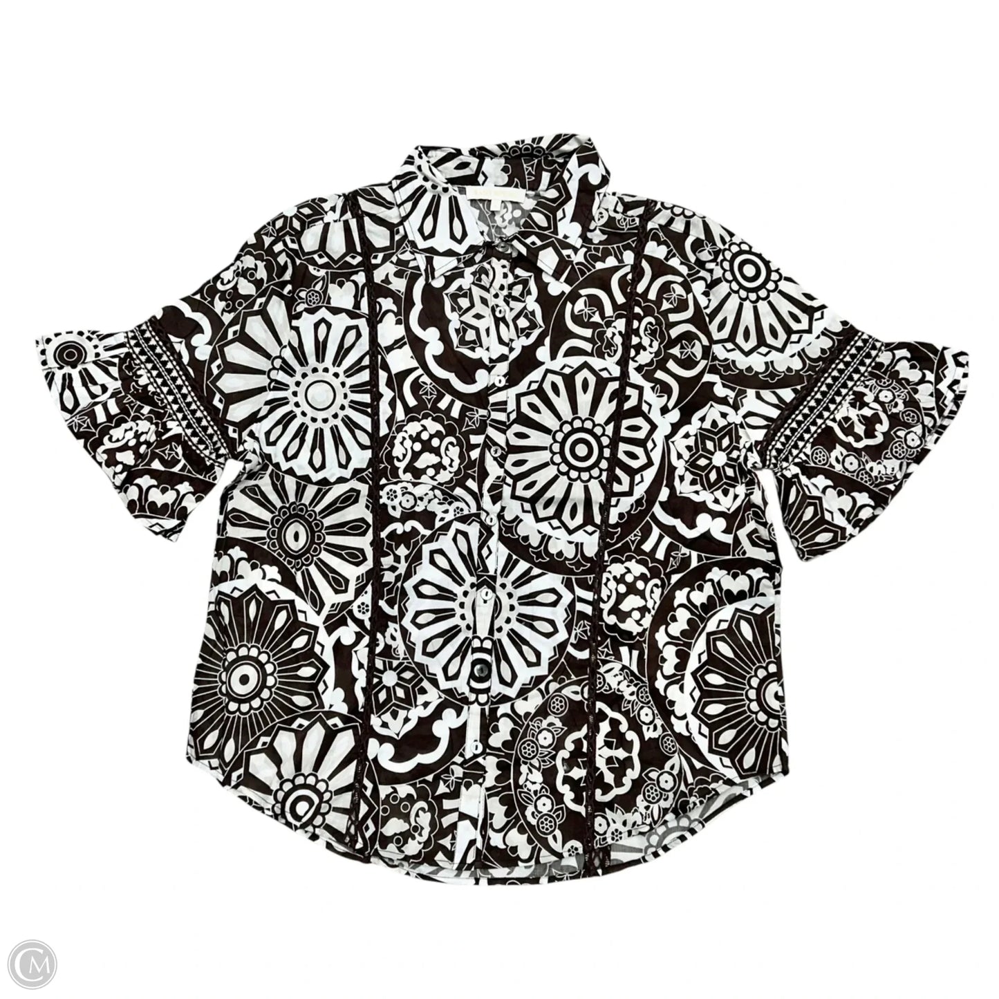 Top Short Sleeve By Ramy Brook In Brown & White, Size: S