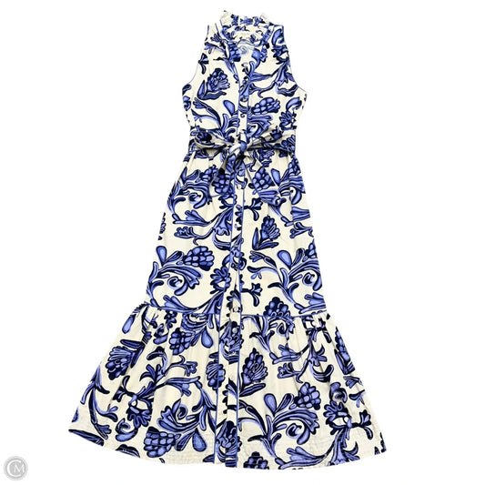 Dress Casual Maxi By Elizabeth James In Blue & Cream, Size: Xs