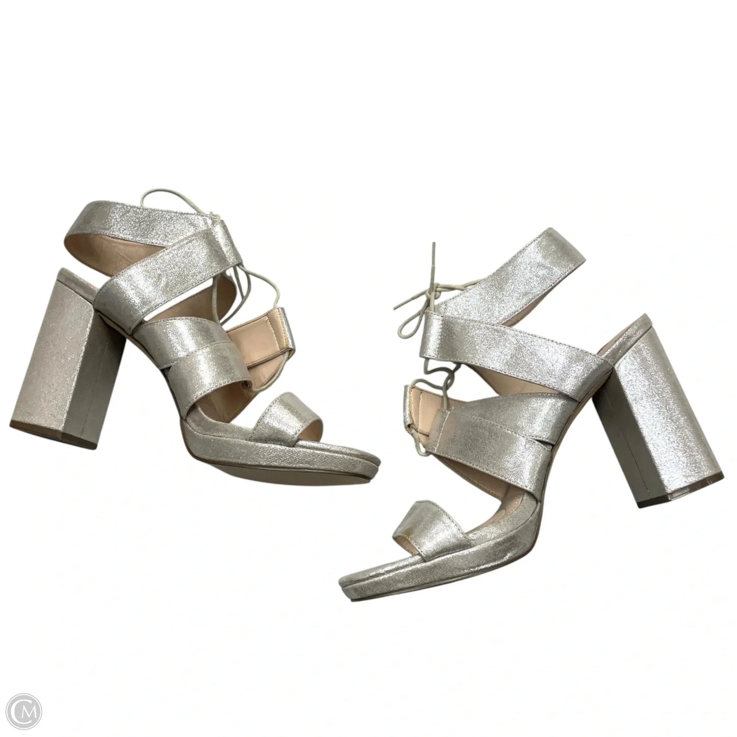 Sandals Heels Block By Nina In Silver, Size: 9.5