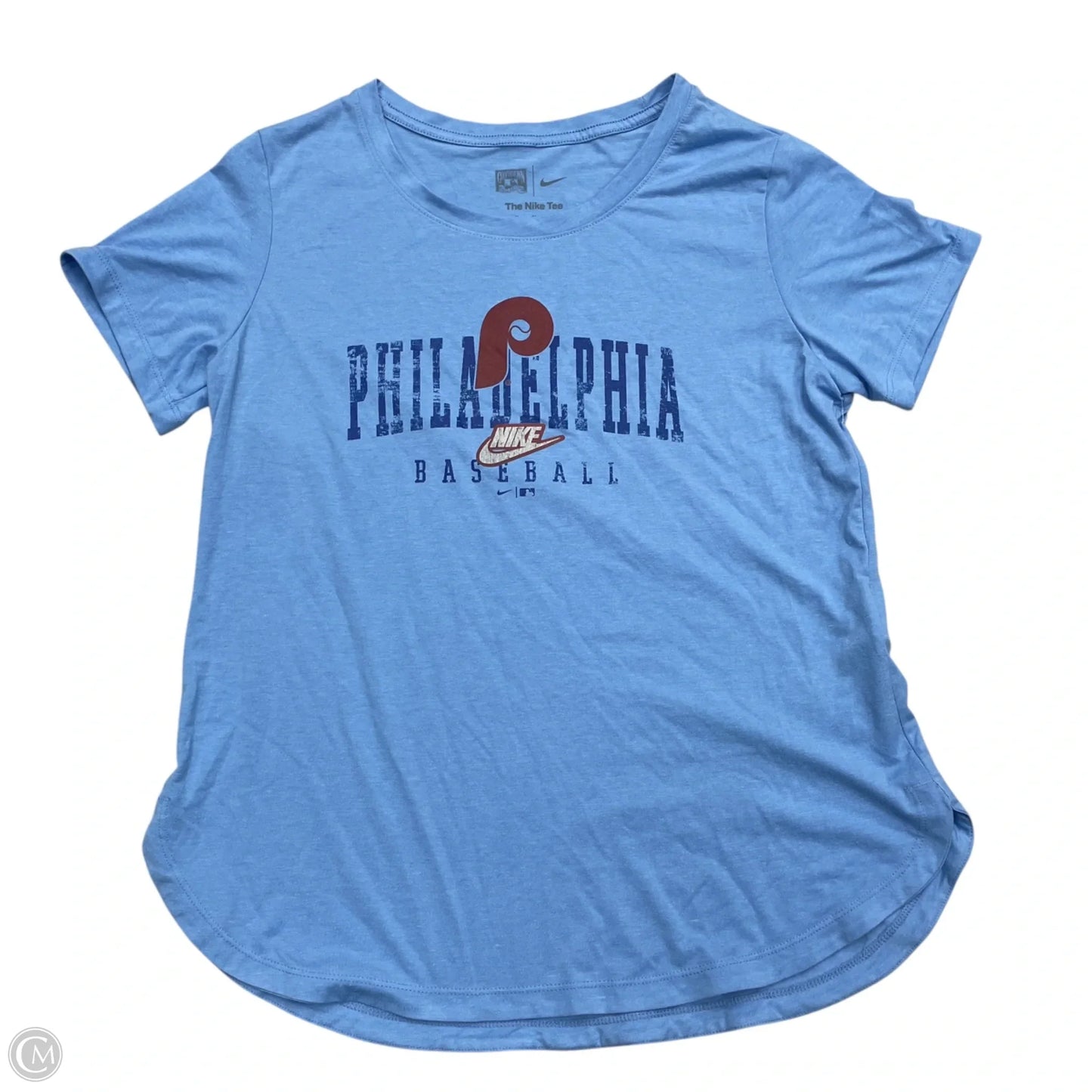 Top Short Sleeve By Nike Apparel In Blue & Brown, Size: M