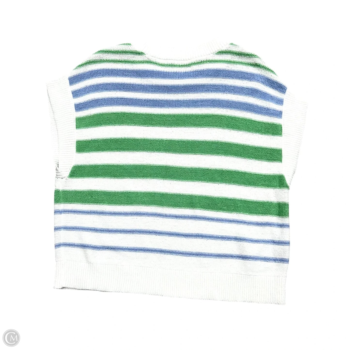 Sweater Short Sleeve By Loft In Blue & White, Size: L