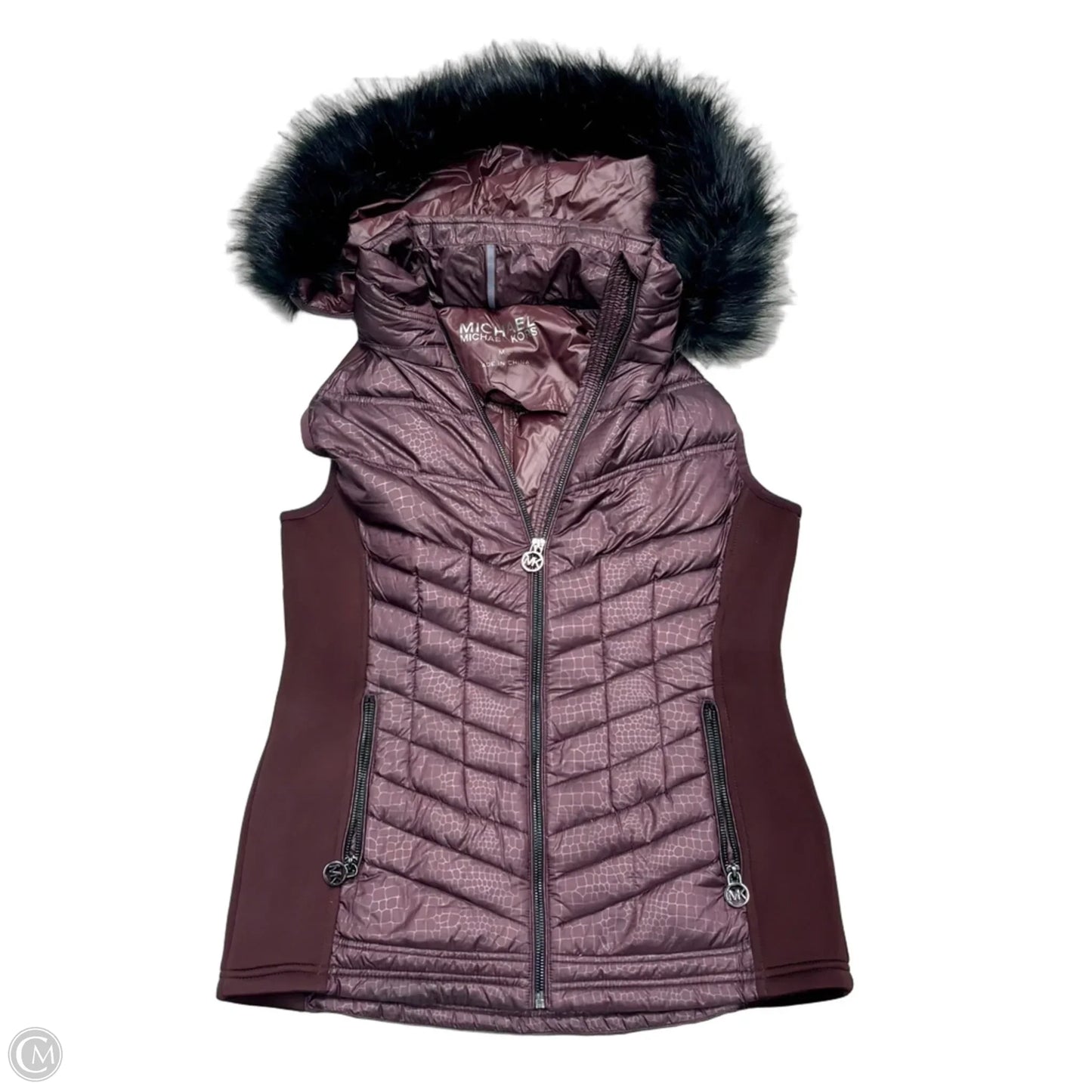 Vest Puffer & Quilted By Michael By Michael Kors In Maroon, Size: M