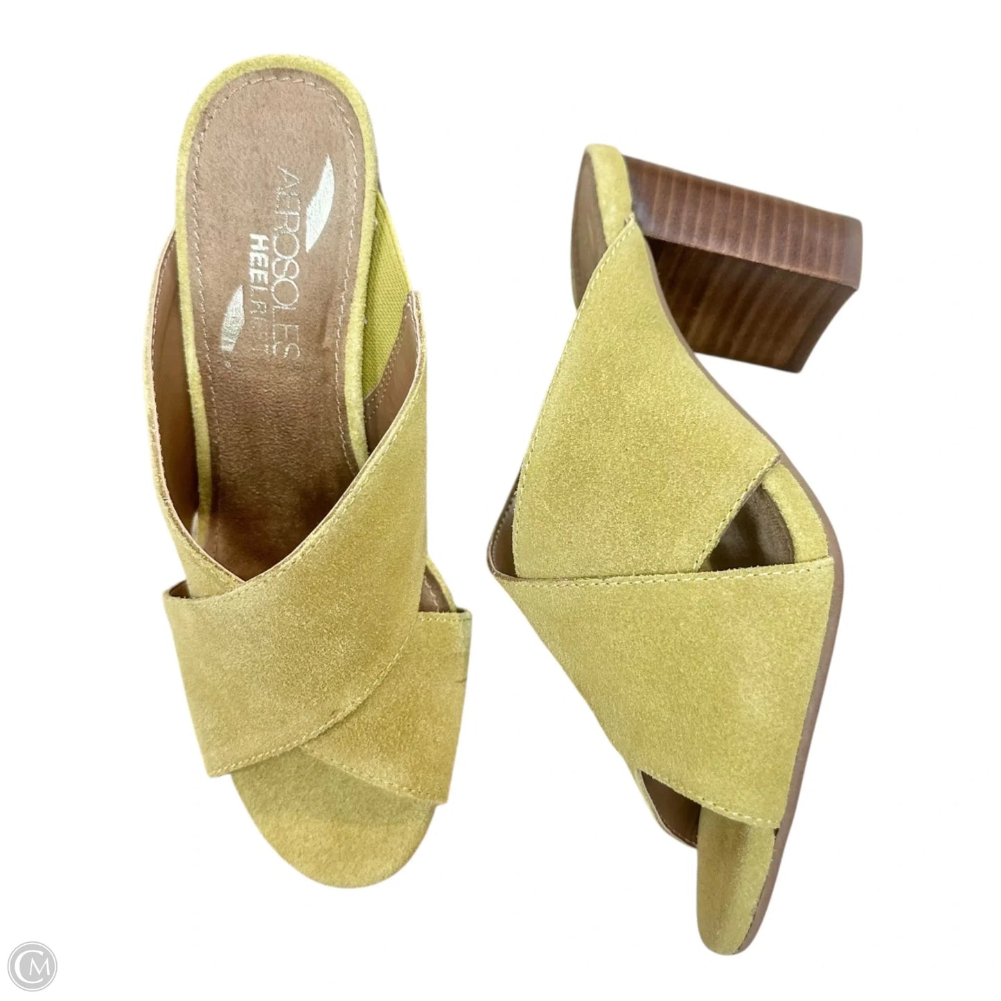 Sandals Heels Block By Aerosoles In Chartreuse, Size: 5.5