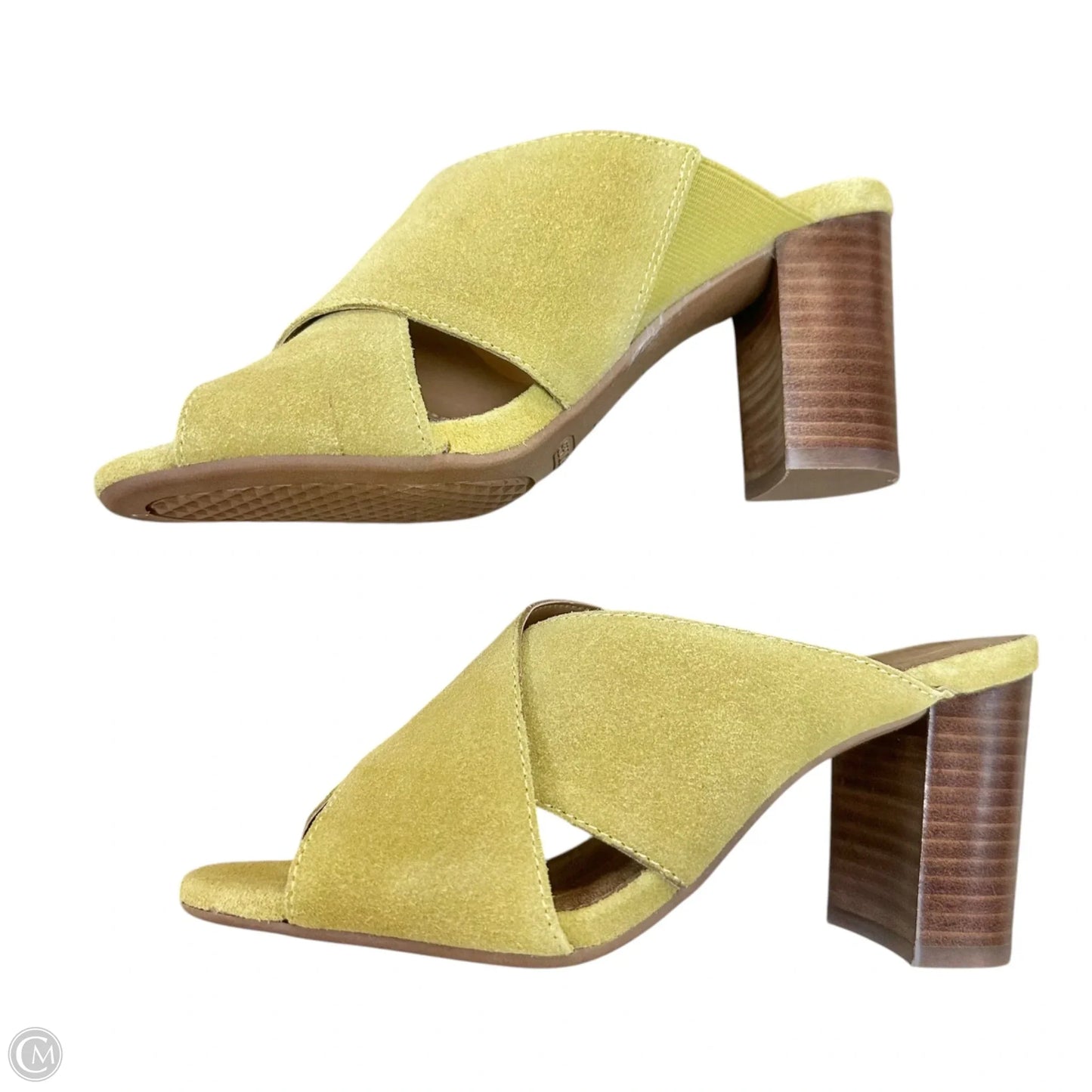 Sandals Heels Block By Aerosoles In Chartreuse, Size: 5.5