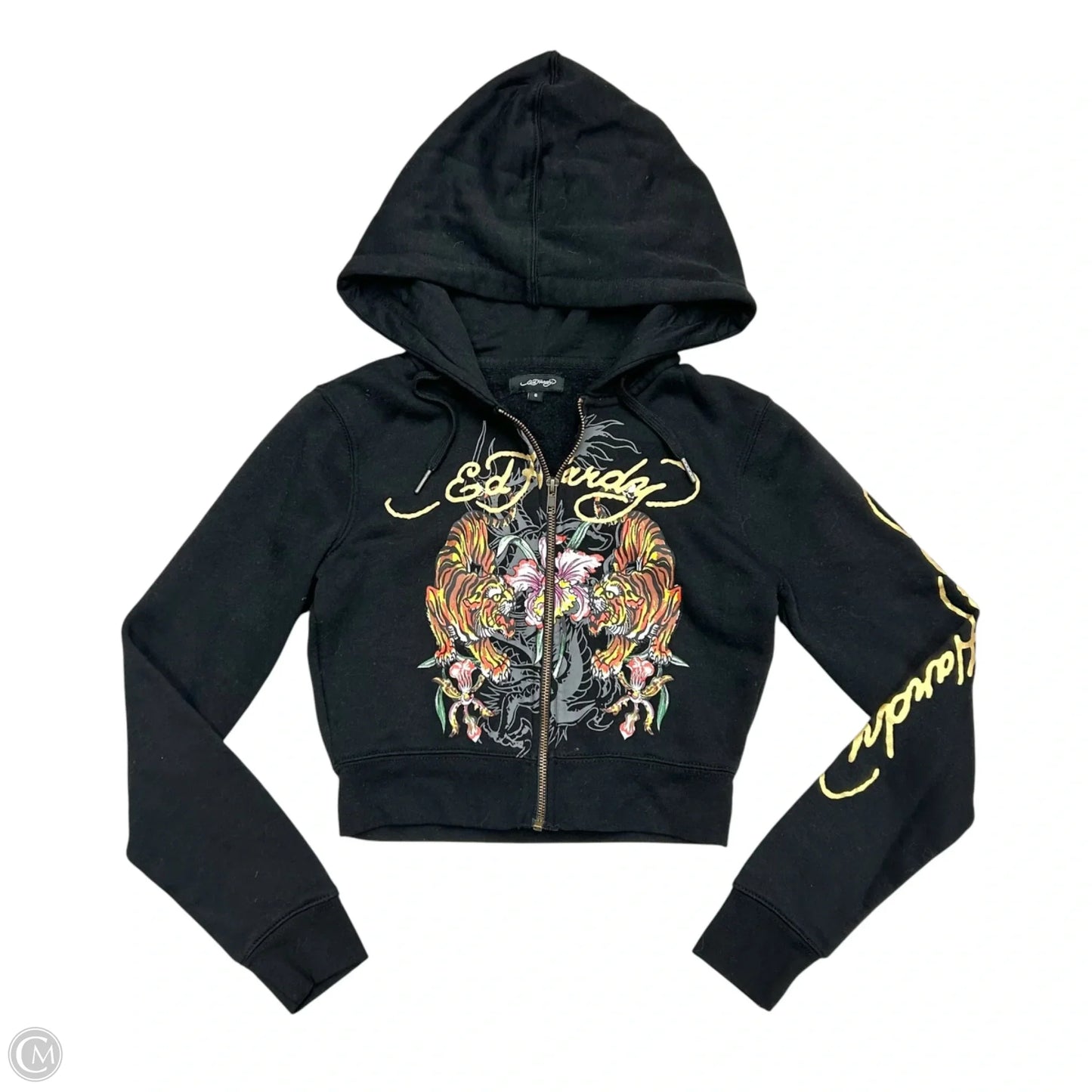 Sweatshirt Hoodie By Ed Hardy In Black, Size: S