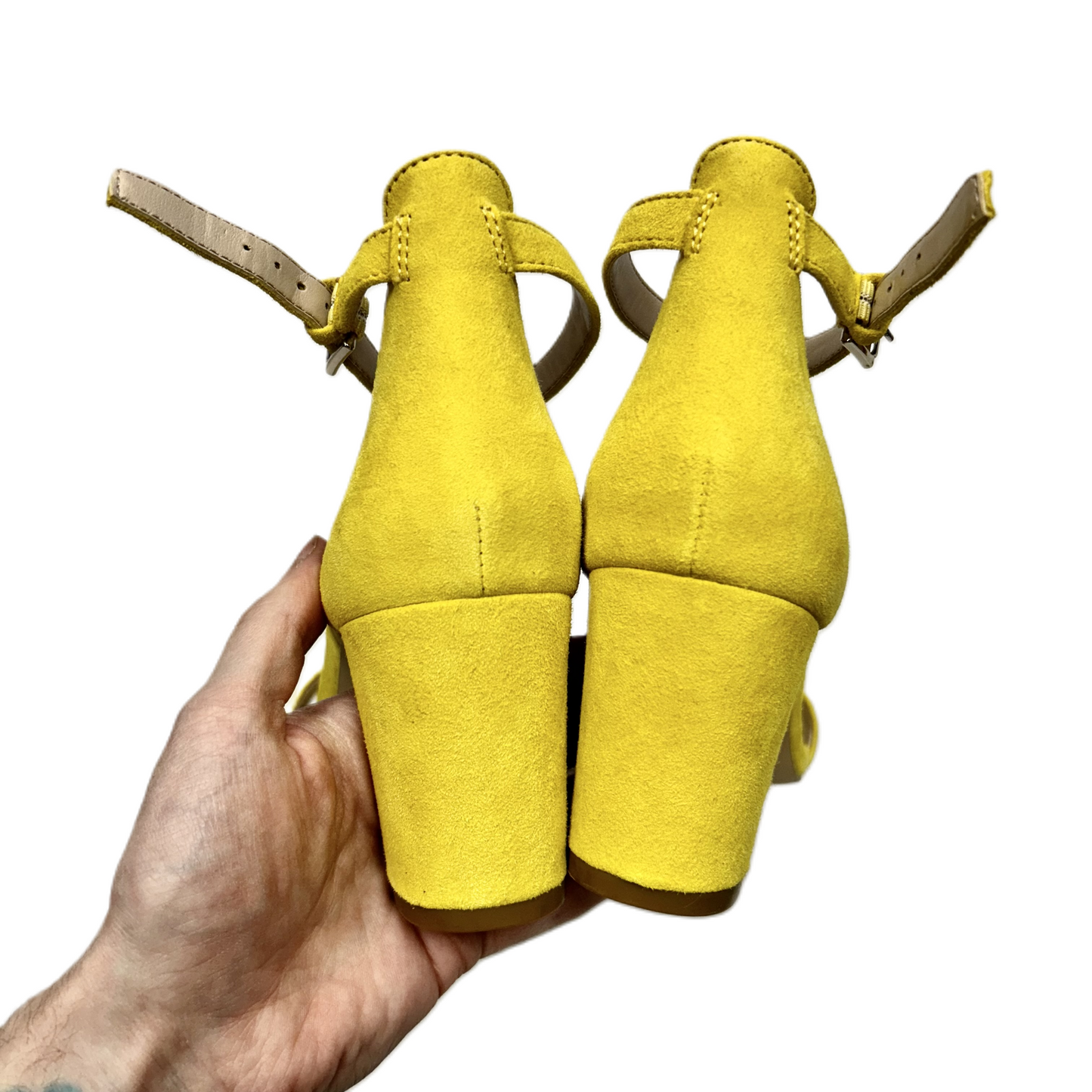 Yellow Shoes Heels Block By Nine West, Size: 7.5