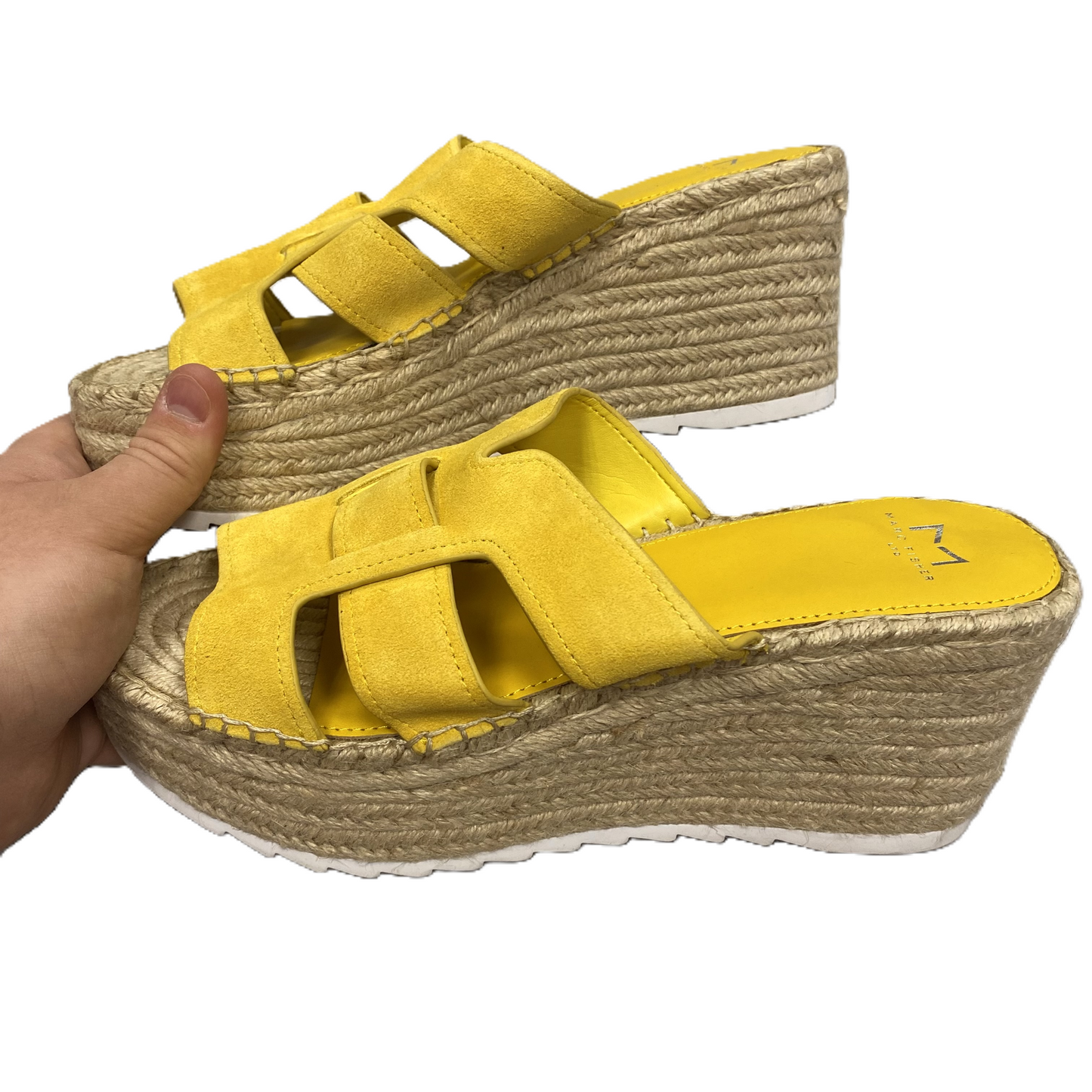 Yellow Sandals Heels Wedge By Marc Fisher, Size: 9.5