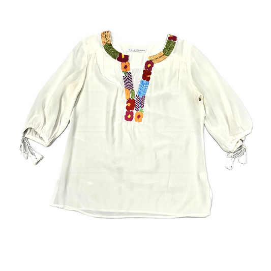 Top 3/4 Sleeve Designer By Trina Turk In Cream, Size: S